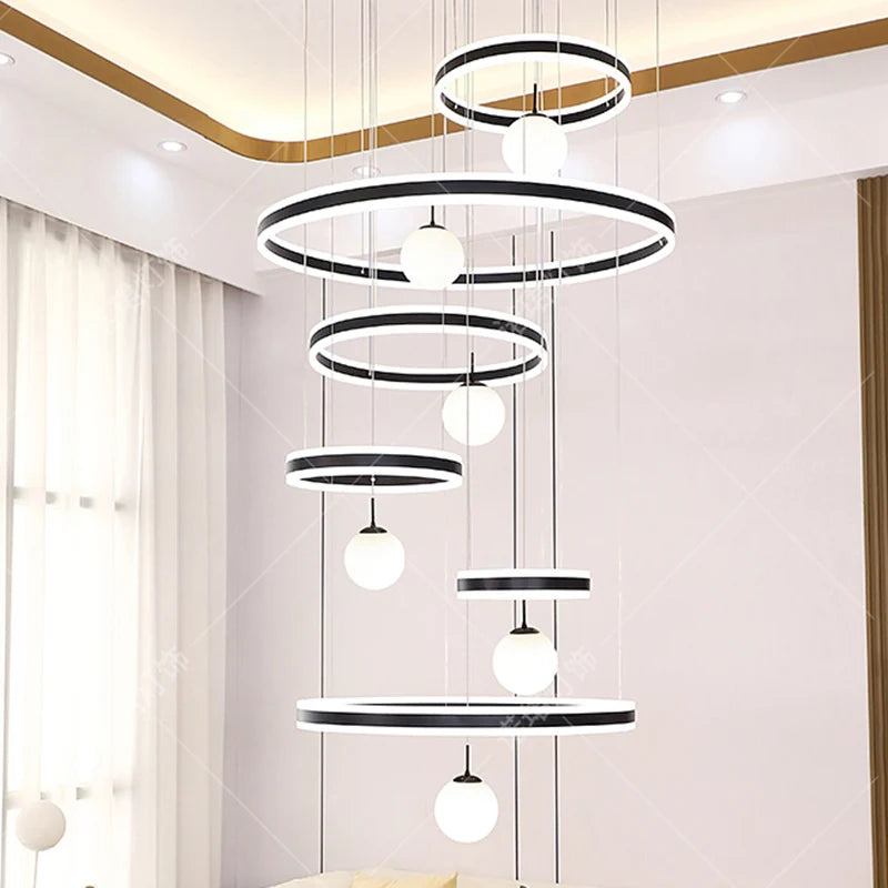 Suspension moderne en aluminium LED pour salle à manger, lumière modulable