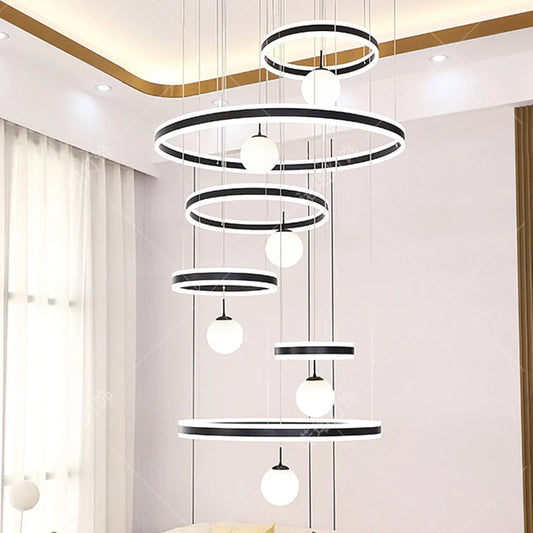 Suspension moderne en aluminium LED pour salle à manger, lumière modulable