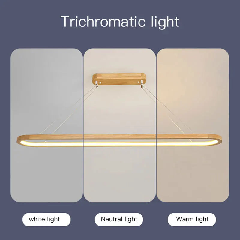 Suspension LED en bois design moderne, lumière blanche pour intérieur cosy