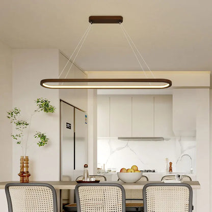 Suspension LED en bois design moderne, lumière blanche pour intérieur cosy