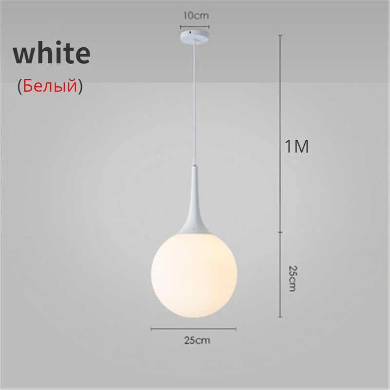 Suspension LED Boule en Verre Nordique, Luminaire Design Moderne