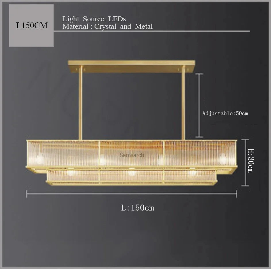 Suspension lustre en cristal doré cuivre, LED luxueuse pour salon et chambre