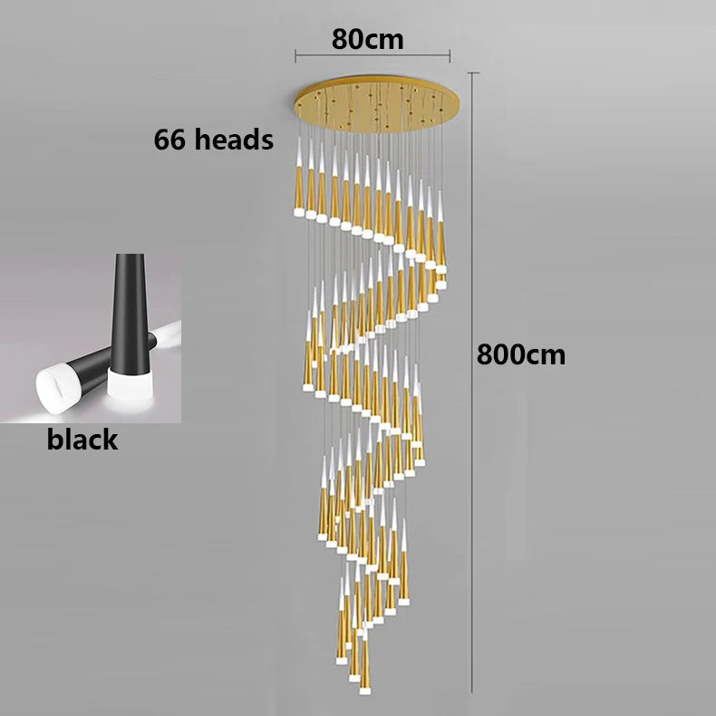 Suspension LED moderne en alliage pour escalier et salon, lumière chaude réglable