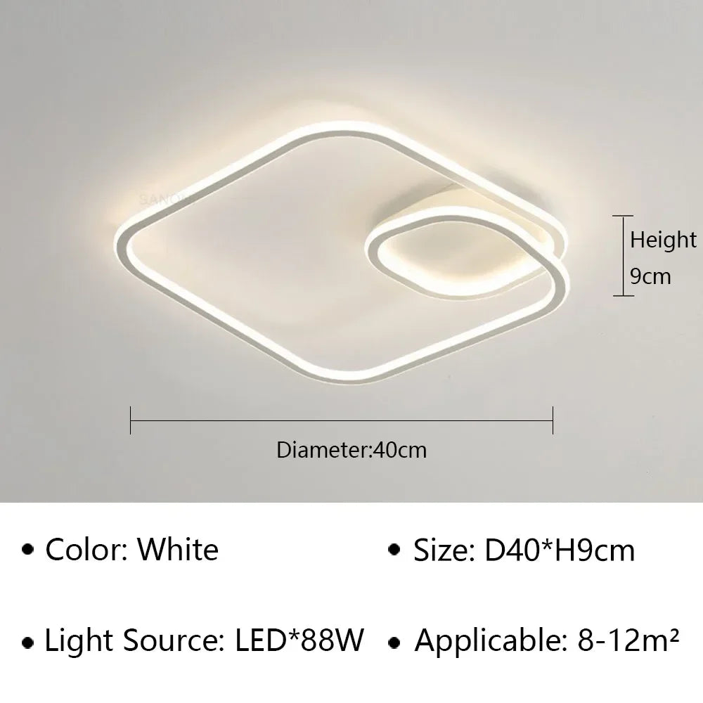 Plafonnier LED Moderne en Aluminium et Acrylique, Luminaire Décoratif pour Salon et Bureau