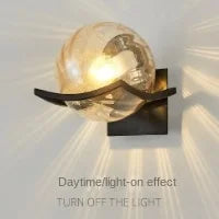 Applique Murale LED Moderne en Verre Doré, Luminaire d’Intérieur Design