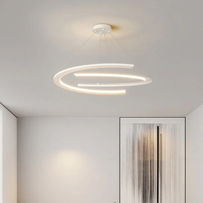 Suspension anneau design nordique en métal, lumière LED chaleureuse