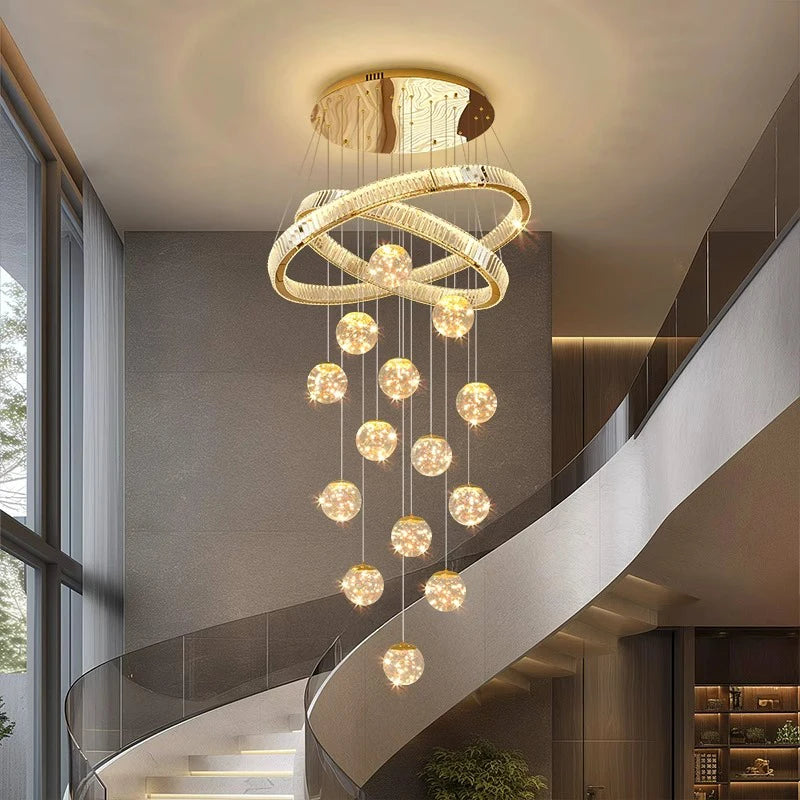 Lustre en cristal moderne pour salon, hall et loft, éclairage cosy à intensité variable