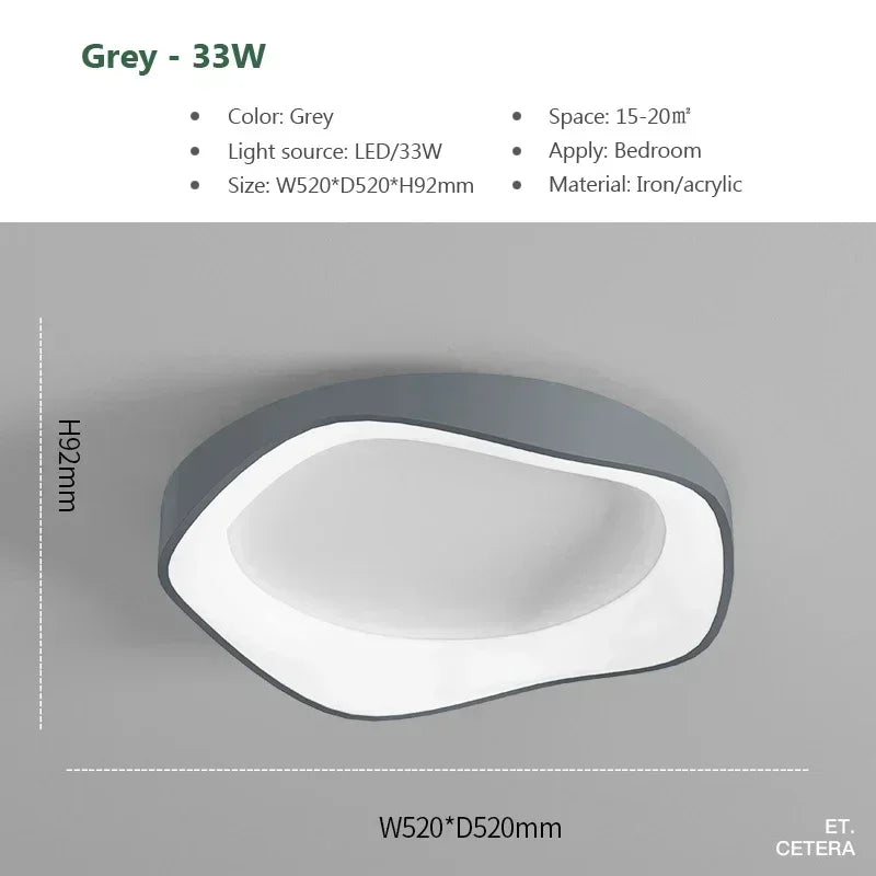 Plafonnier LED design fleur minimaliste en fer noir, blanc et gris, lumière douce et modulable