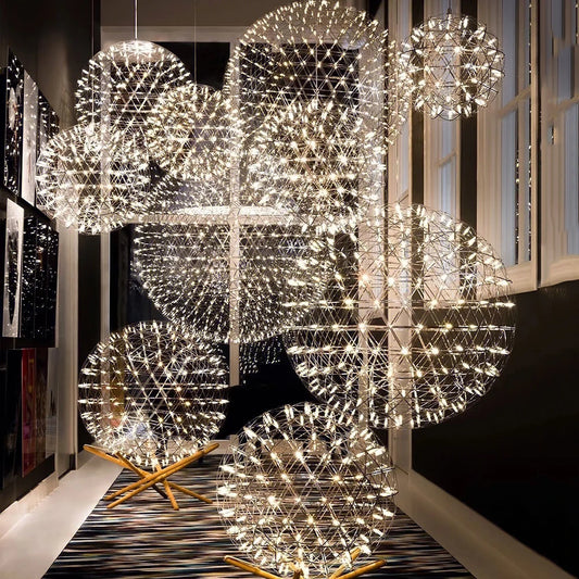 Suspension Loft Moderne boule LED étincelle en acier inoxydable 110-240V