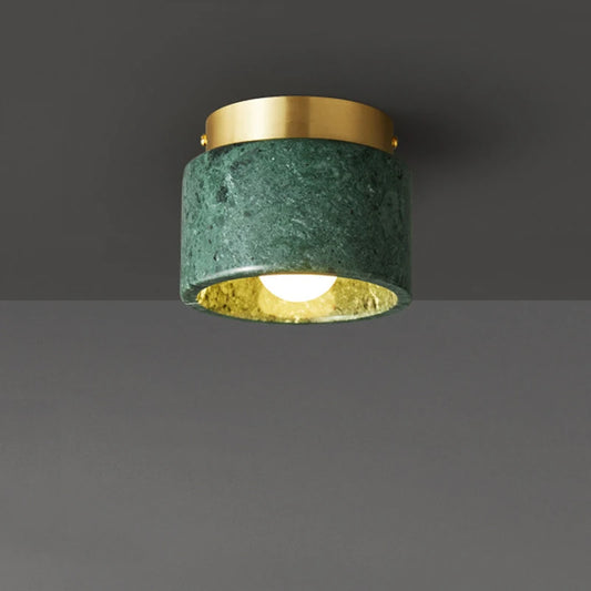 Plafonnier marbre nordique vert et blanc, lumière chaude pour salon et chambre