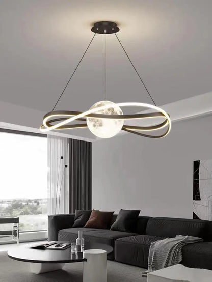 Suspension LED moderne minimaliste en aluminium, lumière dimmable et ambiance chaleureuse