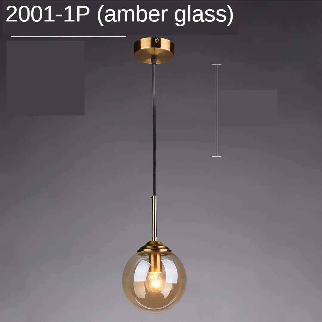 Suspension boule en verre moderne, luminaire décoratif pour cuisine et salle à manger