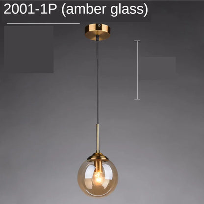 Suspension boule en verre moderne, luminaire décoratif pour cuisine et salle à manger