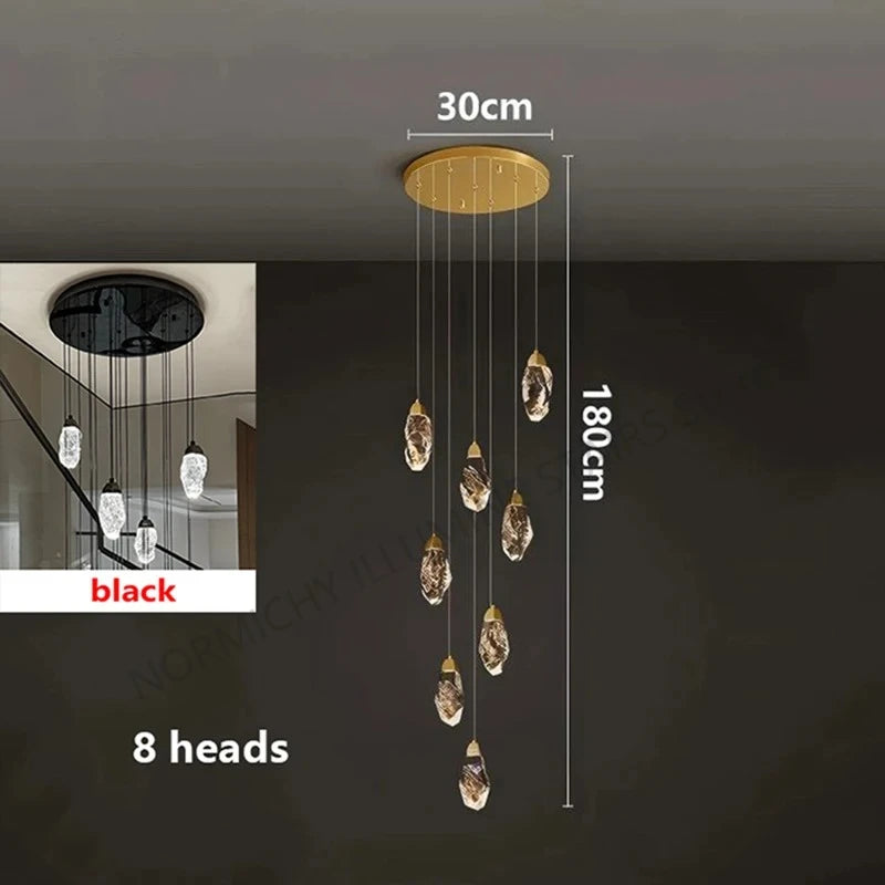 Lustre suspendu moderne en cristal LED, lumière chaude réglable pour intérieur design