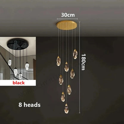 Lustre suspendu moderne en cristal LED, lumière chaude réglable pour intérieur design