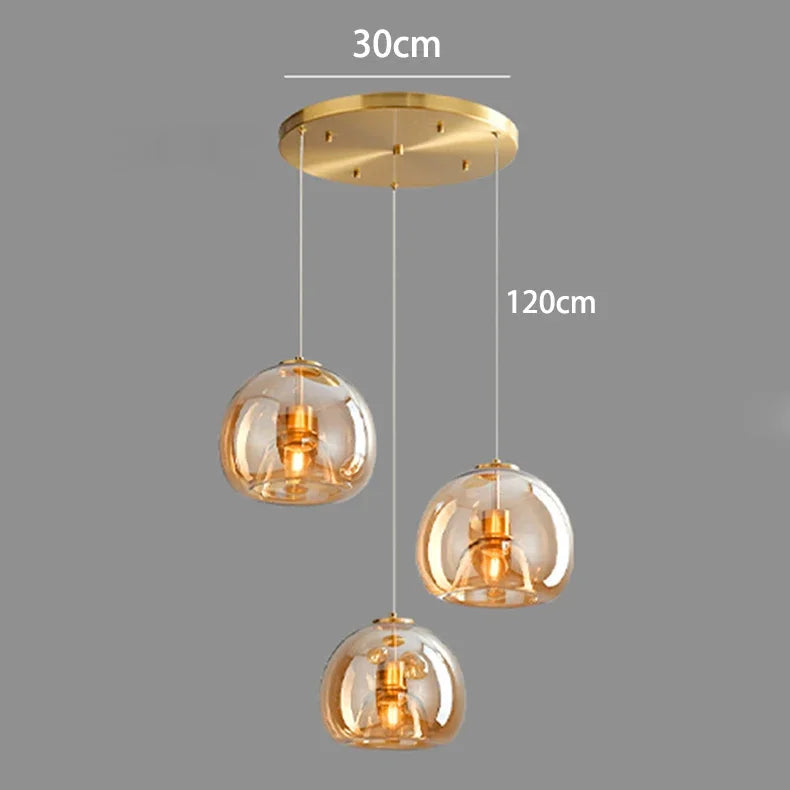 Suspension moderne en verre pour salon et salle à manger, éclairage intérieur chaleureux