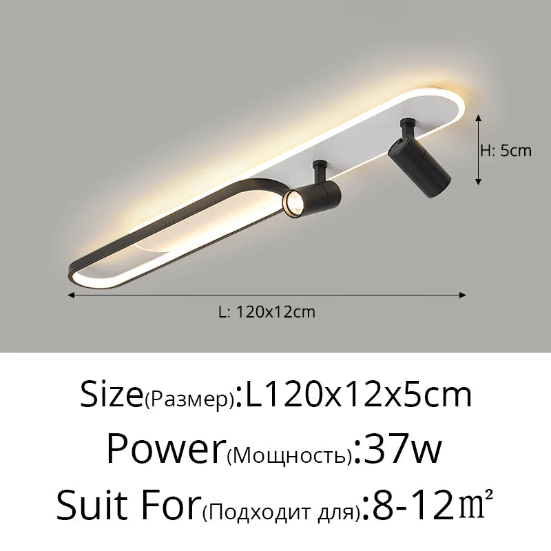 Plafonnier LED moderne avec projecteur or pour chambre et bureau