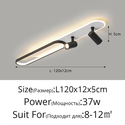 Plafonnier LED moderne avec projecteur or pour chambre et bureau