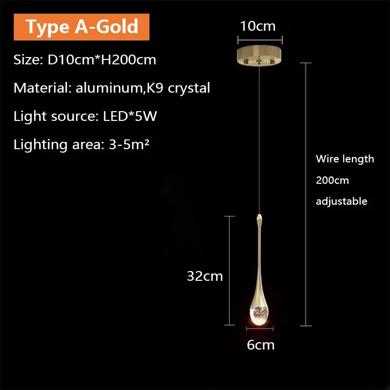 Suspension LED en cristal design nordique, luminaire intérieur élégant