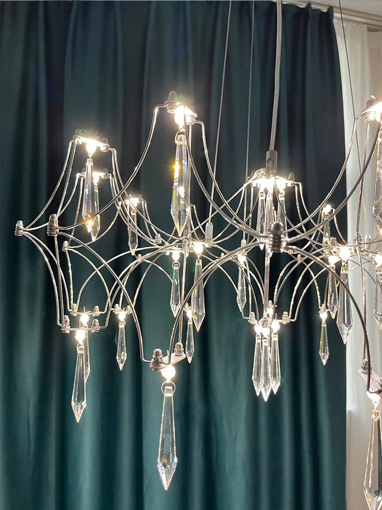 Suspension moderne en cristal pour salon et chambre, éclairage LED dimmable