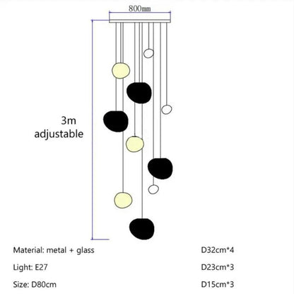 Suspension LED en verre blanc Gregg, design moderne pour villa et escalier
