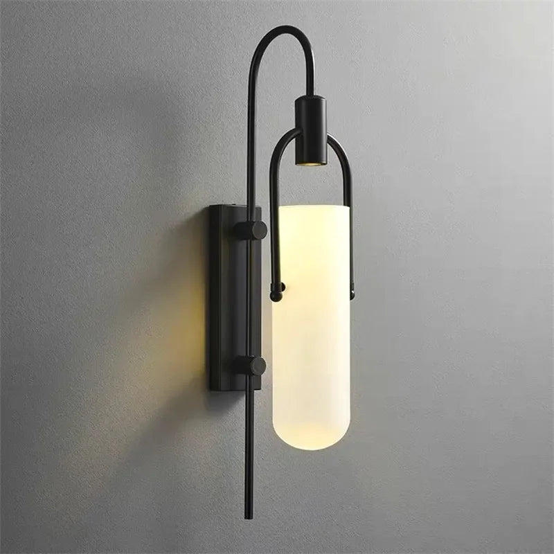 Applique Murale LED Moderne en Verre Noir et Or pour Salon et Couloir