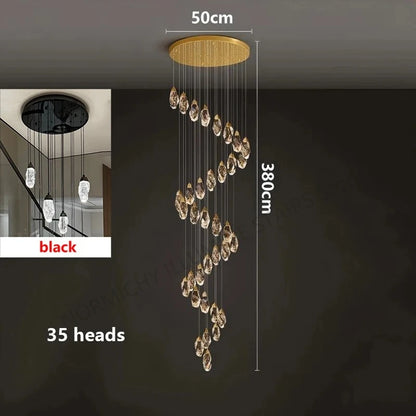 Lustre suspendu moderne en cristal LED, lumière chaude réglable pour intérieur design