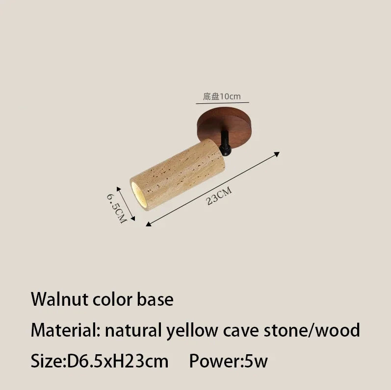 Plafonnier travertin design wabi sabi, projecteur LED pour salon et couloir