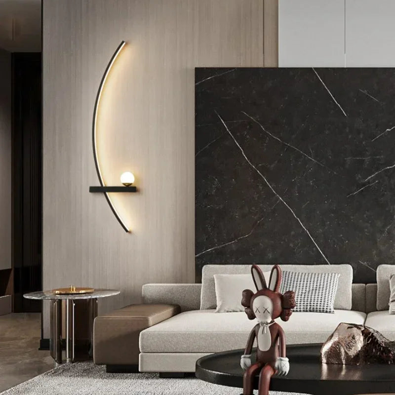 Applique Murale LED Moderne Noire en Aluminium, Luminaire Intelligente à Intensité Variable