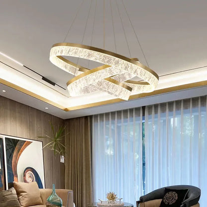 Suspension LED anneaux modernes en aluminium pour salon et salle à manger