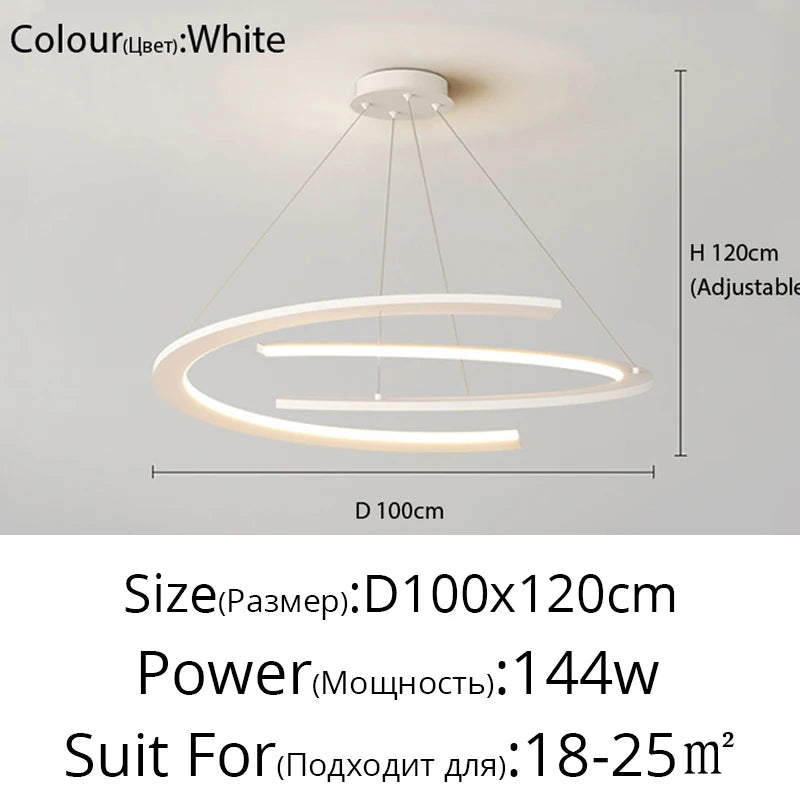 Suspension anneau design nordique en métal, lumière LED chaleureuse