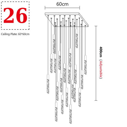 Suspension LED moderne spirale en cristal pour salon et duplex