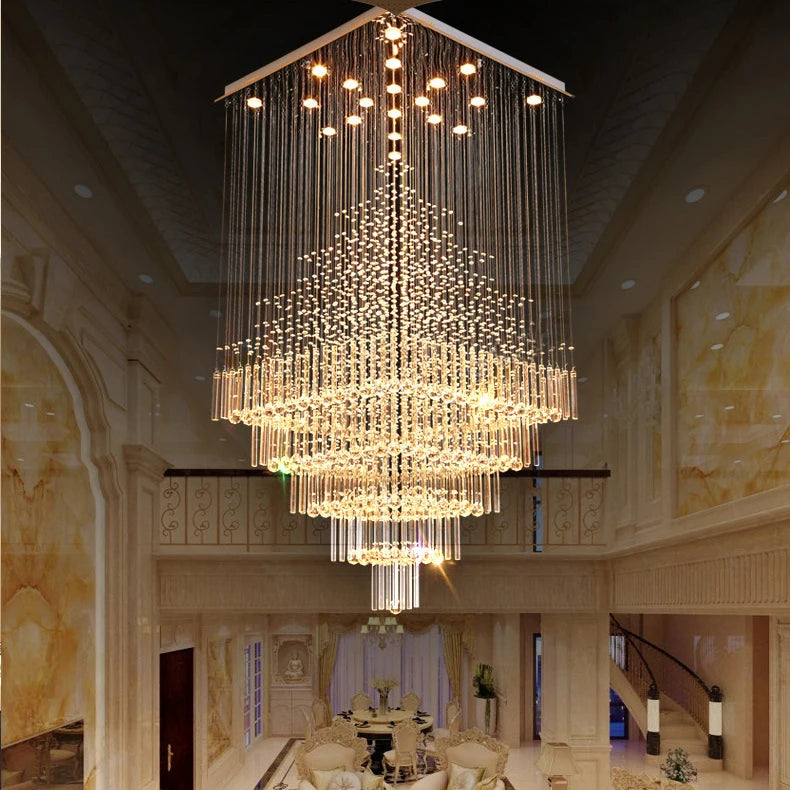 Lustre suspendu en cristal colonnaire, design moderne pour salon et escalier