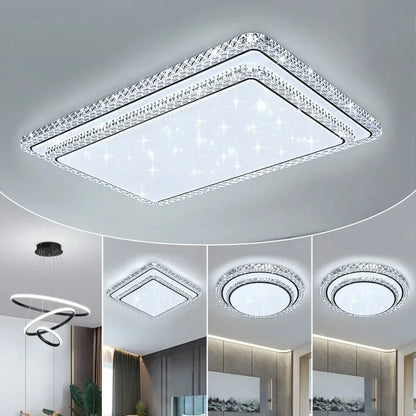 Plafonnier LED moderne design diamant blanc lumière chaude pour salon et chambre