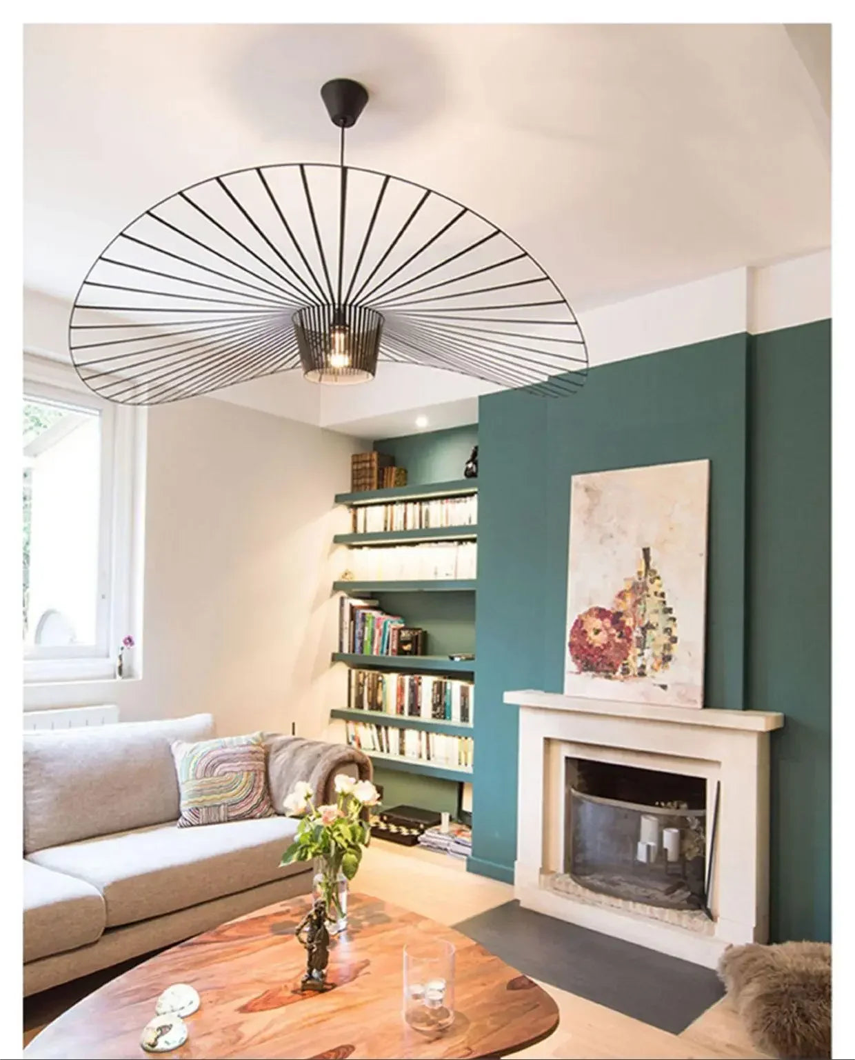 Suspension chapeau de paille Vertigo en tissu français, style nordique, lumière LED chaleureuse