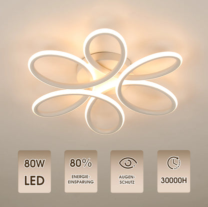 Plafonnier LED 60W design floral en métal, lumière blanc chaud 3000K, 43 cm, ambiance cosy