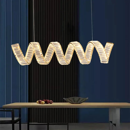 Suspension LED design moderne en fil métallique, luminaire décoratif d’intérieur en cristal