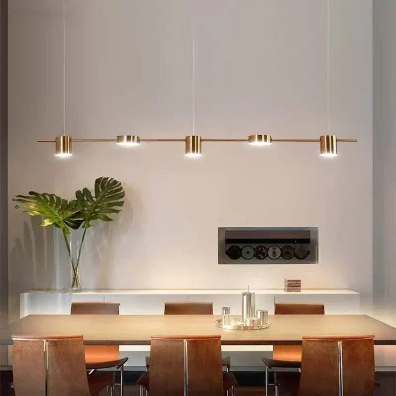 Suspension 5 têtes minimaliste moderne en métal avec lumière chaude pour bar et salle à manger