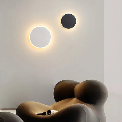 Applique Murale Ronde Nordique Moderne en Fer, Lumière Chaude Ambiance Cosy