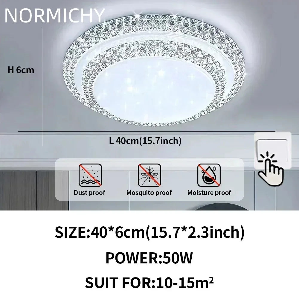 Plafonnier LED moderne design diamant blanc lumière chaude pour salon et chambre