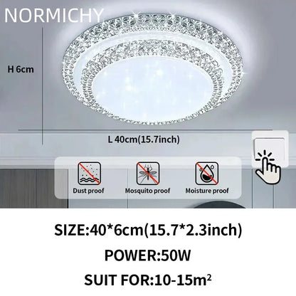 Plafonnier LED moderne design diamant blanc lumière chaude pour salon et chambre
