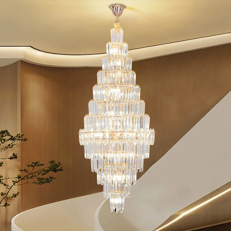 Lustre en cristal de luxe doré, design moderne pour salon et villa