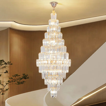 Lustre en cristal de luxe doré, design moderne pour salon et villa