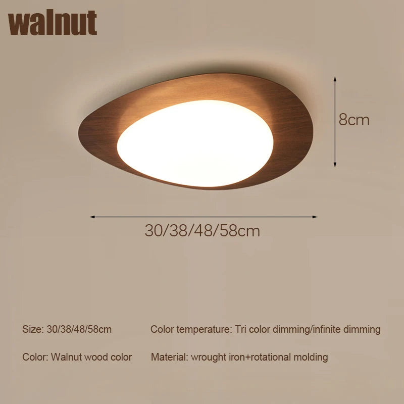 Plafonnier LED moderne galets en bois et acrylique pour salon et chambre