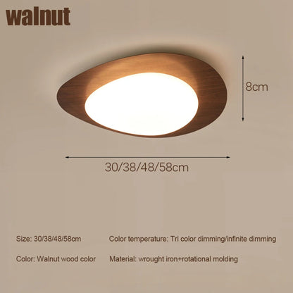 Plafonnier LED moderne galets en bois et acrylique pour salon et chambre