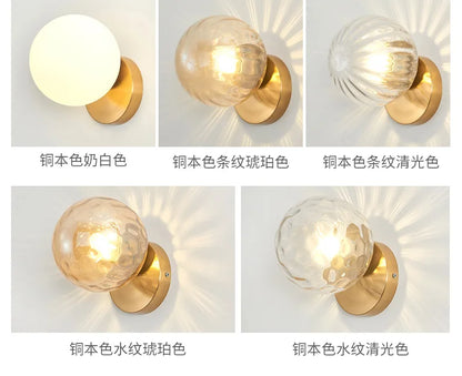 Applique Murale LED Boule en Verre Doré Moderne pour Intérieur