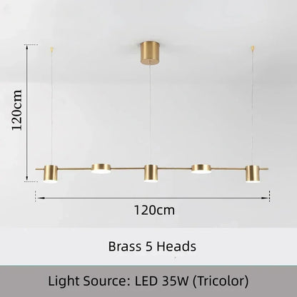 Suspension 5 têtes minimaliste moderne en métal avec lumière chaude pour bar et salle à manger