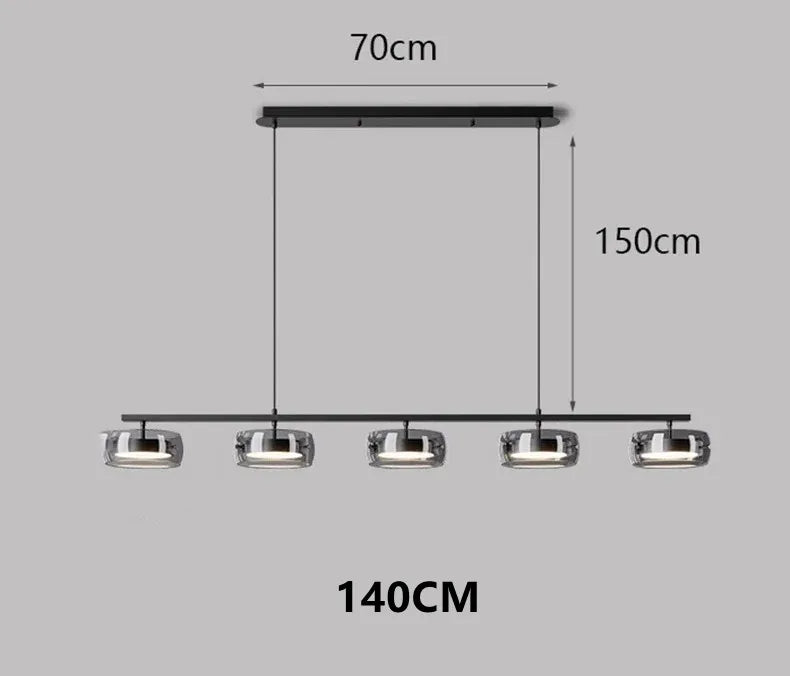 Suspension minimaliste en verre et métal pour salle à manger et cuisine