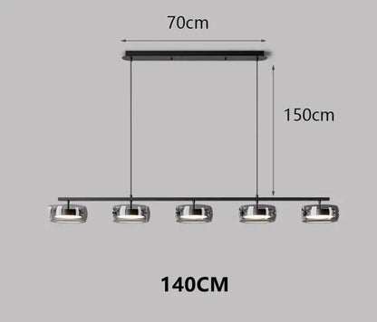 Suspension minimaliste en verre et métal pour salle à manger et cuisine