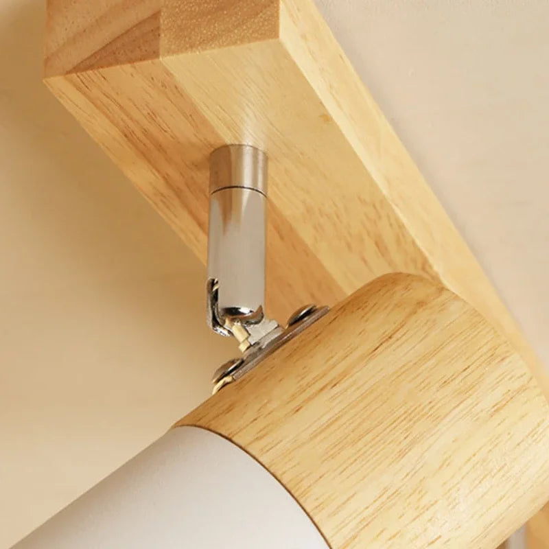 Plafonnier LED rotatif en bois au design nordique moderne, éclairage intérieur chaleureux